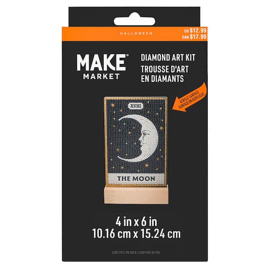 4" x 6" Moon Tarot Acrylic Surface Diamond Art Kit with Wood Stand by Make Market®